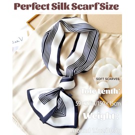 kcctoo 59” Long Silk Like Head Scarf Women's Fashion Square Neck Satin Scarfs for Bag Hair Scarves Gift 59 * 5.9”