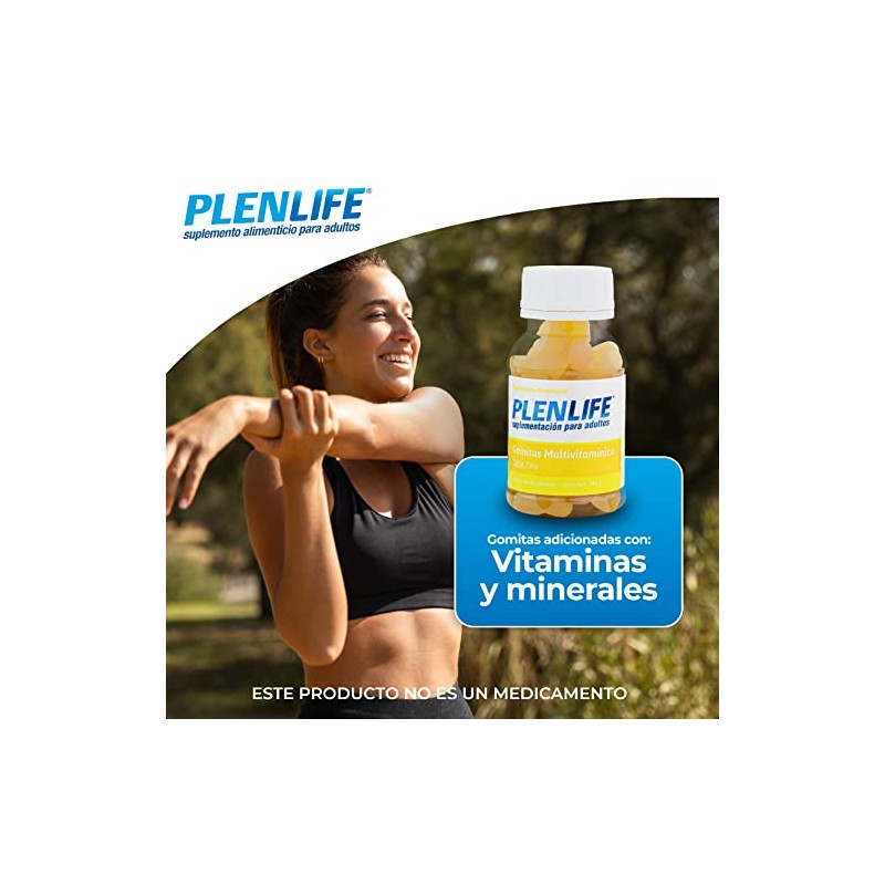 PLENLIFE Multivitamínico en gomitas sin azúcar sabor piña, 50 unidades