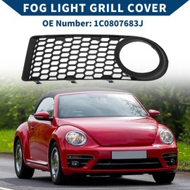 Hihaha No.1C0807683J Fog Light Grill for Volkswagen Beetle 2006-2010 Front Left Front Lower Bumper Fog Light Cover Inserts ABS 1 Pc Black