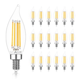Sigalux E12 LED Bulb Candelabra Base 60 watt LED Chandelier Light Bulbs Dimmable, Flame Tip Candelabra LED Bulbs, 4.5W, 450LM 2700K Soft White,CA10 Candle Light Bulbs, 18 Packs
