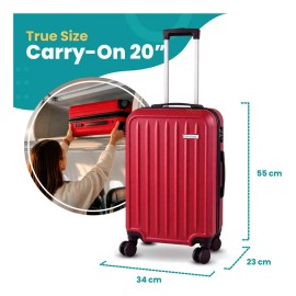 Maleta De Mano 20in Capri Cabina Carry On 10kg Candado Ruedas 360° Color Bordó - Amulay
