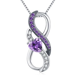 February Birthstone Necklace 925 Sterling Silver Amethyst Pendant Birthstone jewellery Anniversary Mother's Day Birthday Gifts for Women Mom Wife Girlfriend