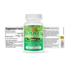 NutriSalud Capsulas de Nopal. Set de 2 frascos con 120 capsulas cada uno. Control de Azucar