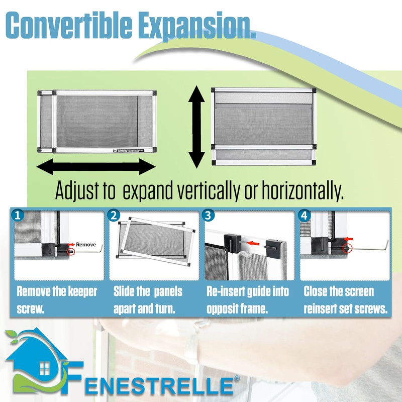 Fenestrelle Expandable Window Screen – 10″ H × 19″–36″ W