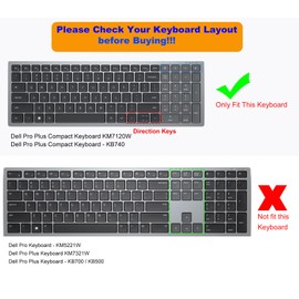 Keyboard Cover Skin for Dell Pro Plus Wireless Compact Keyboard - KM7120W KB740, Dell KM7120W Desktop Keyboard Protector, Clear
