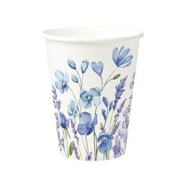 BIOZOYG Pack of 50 300 ml / 12 oz Printed Paper Cups 'Violet & Lavender' Diameter 90 mm | Environmentally Friendly, Recyclable & Summery | Coffee Cups to Go