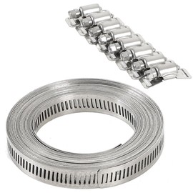 TKY Hose Band, Stainless Steel Clamp Band, Flexible Band, Duct, Plumbing, Indoor and Outdoor Use, Length Adjustment (Length 16.6 ft (5 m)