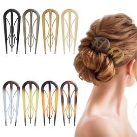 8PCS French Hair Pin for Women, LIOUCBD U Shaped French Twist Hair Pin, Large Hair Styling Pins for Thick Long Hairs, 3 Internal Teeth Bun Pins for Wedding Party Daily Hair Accessories