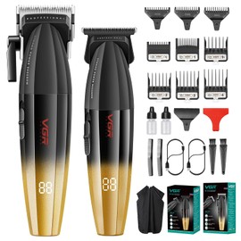 VGR- Juego de cortadora y recortadora de cabello profesional: diseñado para hombres, este juego combinado de cuidado personal de VGR incluye la cortadora de cabello profesional VGR 003 y la recortador