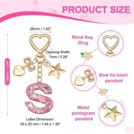 PATIKIL Cute Initial Letter Keychain, Letter S Keychains Women Bling Love Butterfly Star Key Chain for Bag Backpack Purse Car Keys Cup Accessories, Pink