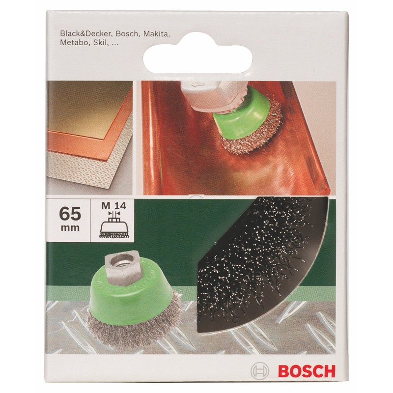 Bosch 2609256501 DIY Topfbürste Gewellter Draht, Edelstahl, ø 75 mm,