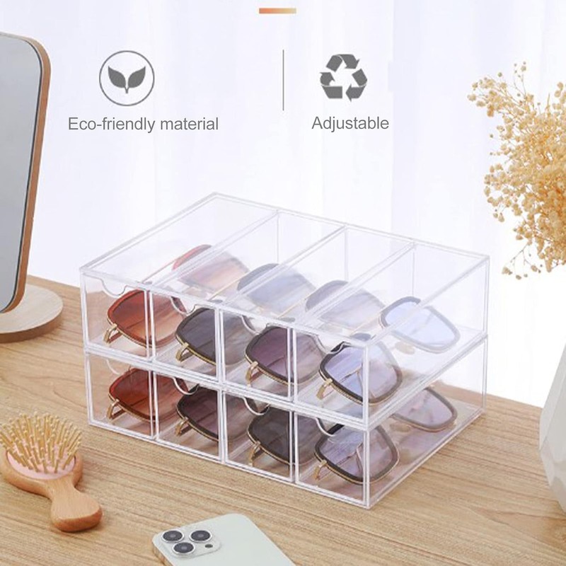 Caja de Almacenamiento de Cajones para Gafas Soporte de Acrílico