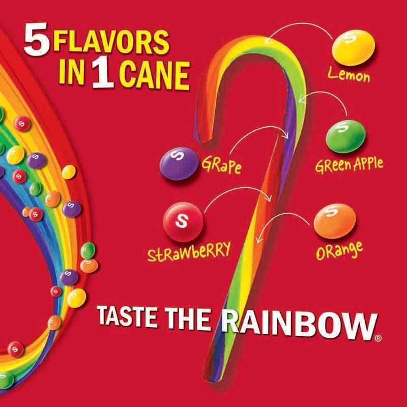Skittles Flavors Large 1.0 oz Candy Canes 1-60 Count Jar