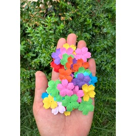 DUONGJAIS BRAND Handmade 100 Pcs Mulberry Paper Sakura Cherry Flowers 30x30mm Scrapbooking Wedding DIY Craft Supplies Card Artificial Flowers (10 Colors)