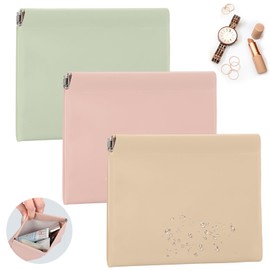 Muswelf 3PCS Small Pouches for Purse, New Large Onavee Organizer Pouch, Waterproof Leather Purse Organizer Pouches for Women, Pouchic Snap Closure Pouches for Cosmetics Jewelry Cards Keys Coins