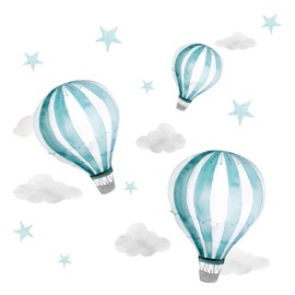Little Deco Sticker Hot Air Balloons I Wall Picture 68 x 34 cm (W x H) I Clouds Stars Children's Room Boys Wall Sticker Girls Room Baby Room Girls Boys Pictures DL540
