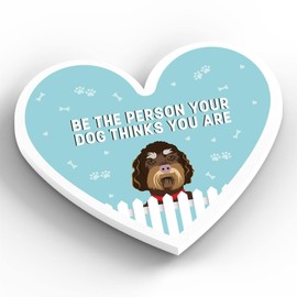 Global Designs Labradoodle Person Your Dog Thinks You Are Katie Pearson Artworks Heart Shaped Wooden Magnet