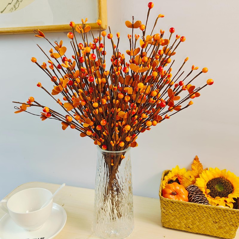 Artificial Fall Floral Stems for Vases,15.75 in Fall Faux Berry