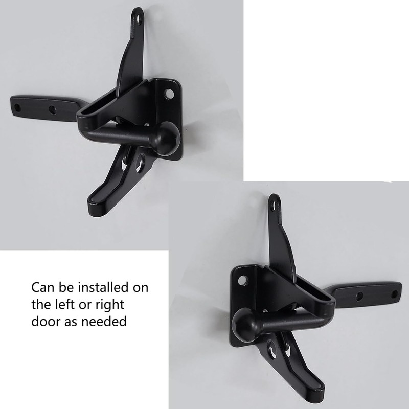 Pair of Black Self Locking Gate Latch Automatic Gravity Lever