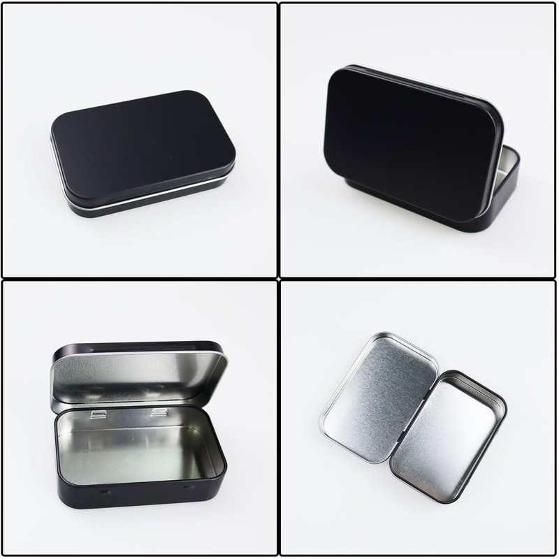Fofuyim 2Pcs Rectangular Tins Container, Mini Metal Tin Can, Portable