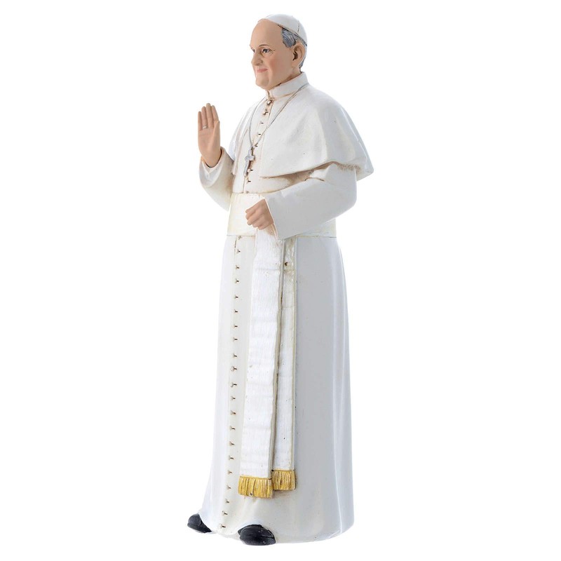 Statue Pope Francis Painted Wood Mass 15 cm