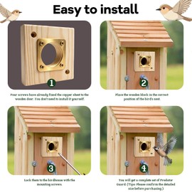 ZJ1WYZQQ Bluebird House Predator Guard， with Copper Gate Predator Protection Device Bird House Predator Guard Replacement, Suitable for 1 1/2 inch Open Oriental Bluebird Box (2 Pieces)