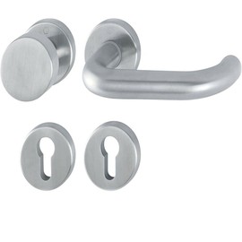 Hoppe Paris E138Z/42KV/42KVS 3297057 Door Fitting with Button/Profile Cylinder Holes, Silver