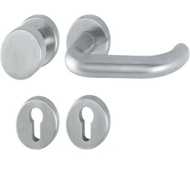 Hoppe Paris E138Z/42KV/42KVS 3297057 Door Fitting with Button/Profile Cylinder Holes, Silver