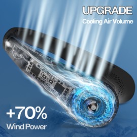 KIDEE Neck Fan, Portable Bladeless Neck Fans, Upgrade 360° Airflow, Super Quiet, 3 Speeds, 4000mAh Personal Wearable Neck Fan, Upgraded Cooling Air Volume USB Rechargeable Hands Free Fan