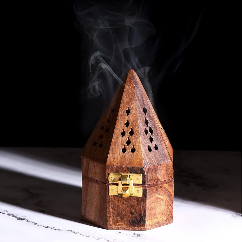 Yajna Traditional-Handmade Incense-Stick-and-Cones-Holder Incense-Burner-ash-Catcher-Stand (Octa Temple)