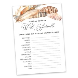 Inkdotpot Scramble Bridal Shower Game Cards Feathers Party Wedding Supplies 50-Pack Wedding Word