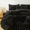 ERLOXO Fluffy Black Faux Fur Comforter Cover Set Twin，Fluffy Fuzzy