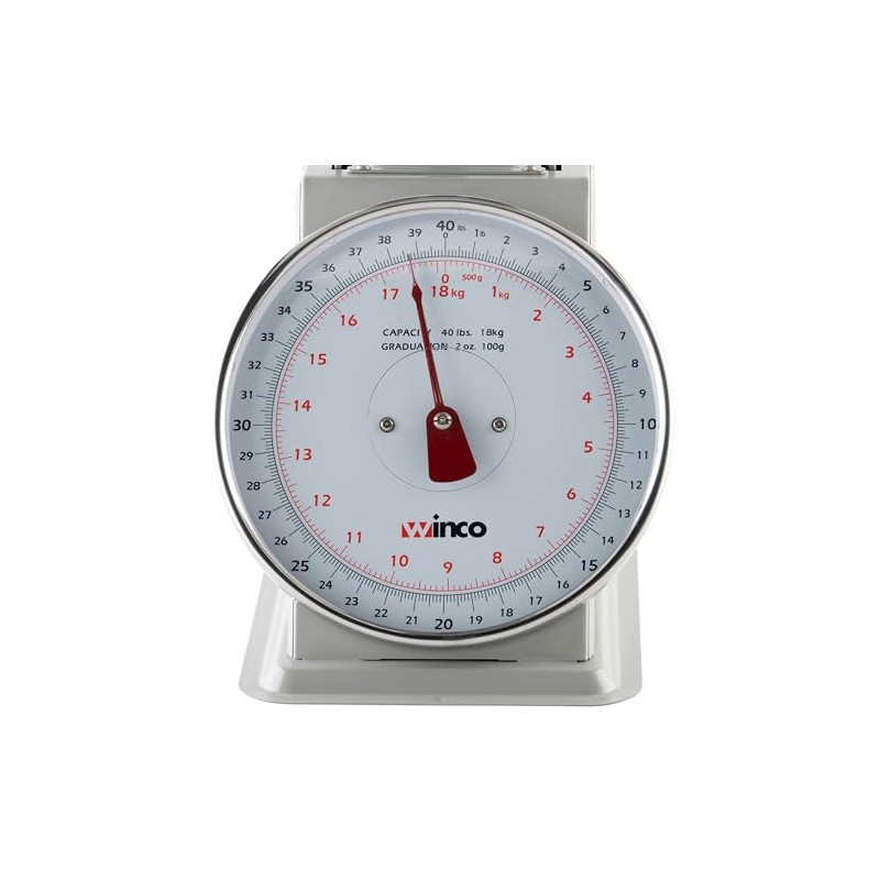 Winco 40-Pound/18.18kg Scale with 8-Inch Dial, Medium, White, Steel