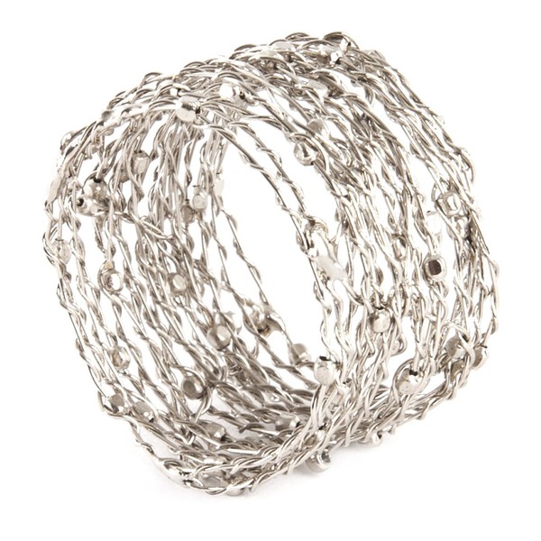 SARO LIFESTYLE Metal Design Napkin Rings (4 Pack), Silver, 3"x3"
