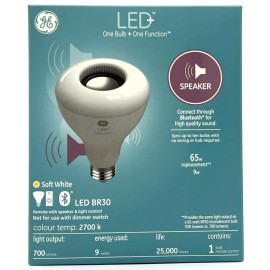 GE Lighting LED+ Speaker Indoor Floodlight Bulb, Soft White, Bluetooth Speaker,