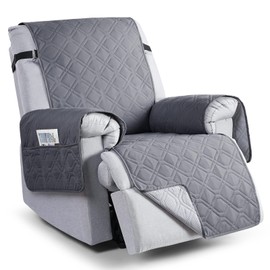 VANSOFY 100% Waterproof Recliner Chair Covers, Recliner Cover Non-Slip Dog Chair Cover Furniture Protector Washable Slipcover with Pocket, Elastic Straps for Pets, Dogs(Gray, 23.6")