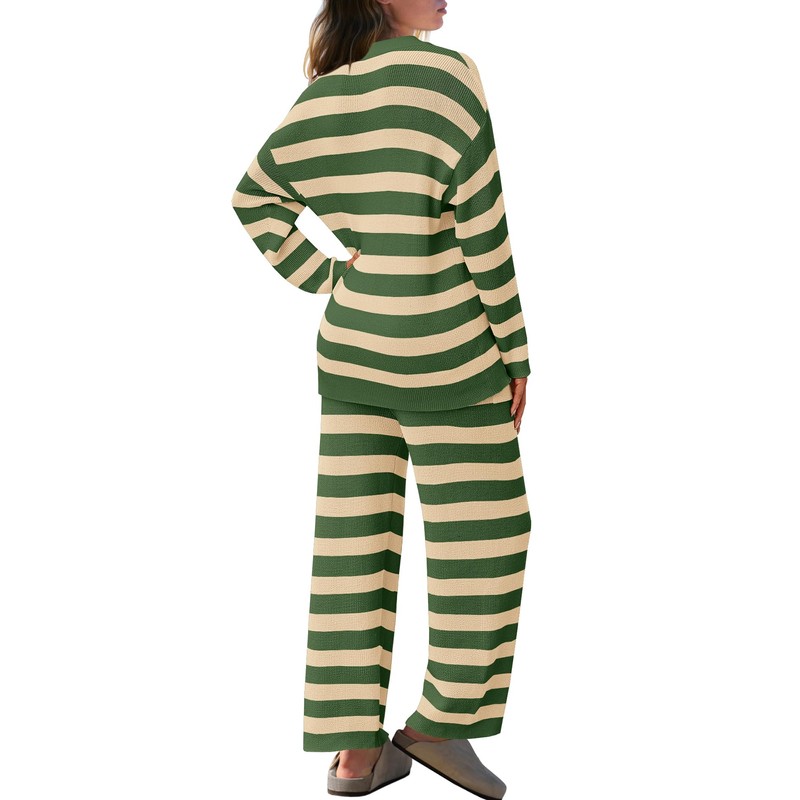 SENSERISE Womens Lounge Sets Oversized Sweater Set Striped Long Sleeve