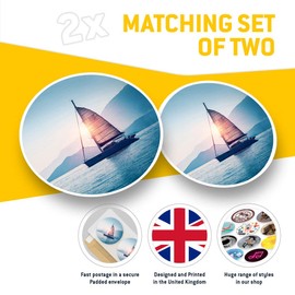 Vinyl Stickers (Set of 2) 7.5cm - Sailing Boat Yacht Sunset #2346