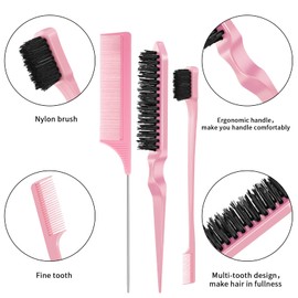 AUXSOUL 3 x Haarstylingkämme, professionelle Doppelkanten-Kammkamm mit Bürste, Kantenbürste, Schwanzkamm, Maus-Styling-Salon