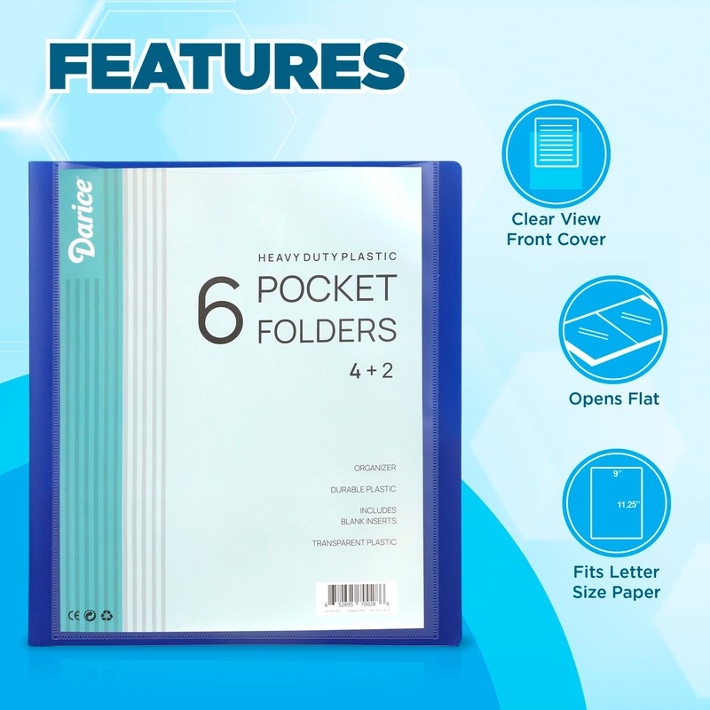 Darice 2 Pack 6 Pocket Folder - Double-Sided Multi Pocket