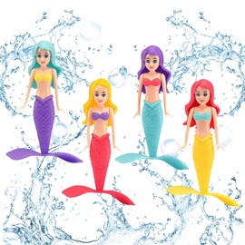 LINTRA Pack of 4 Mermaid Toys, Plastic Diving Mermaid, Funny Diving, Twisting, Climbing, Mermaid Suit, Exclusive for Summer, for Children's Swimming Games or Gift