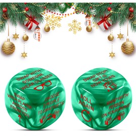 Santa Swap Gift Exchange Dice - Christmas Exchange Dice, Christmas Party Gift Exchange Dice Game for Family Party, Stocking Stuffers for Men Women, White Elephant Gifts for Adult, Christmas DICE 2pcs