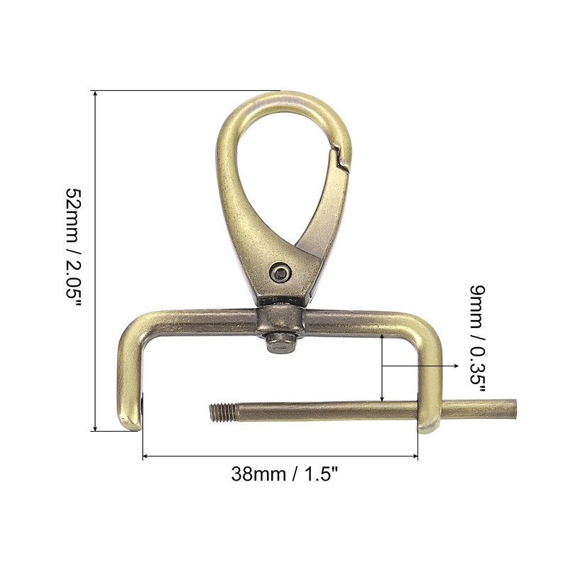 sourcing map 2Pcs Swivel Clasps Hook, 38mm(1-1/2 Inch) D Ring
