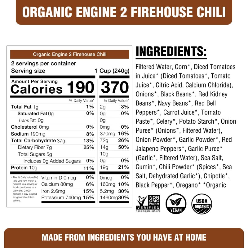 PLANTSTRONG Engine 2 Firehouse Chili Soup - Organic, Plant-Based, Non-GMO,