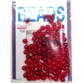 Catchmore 6MM Beads - Ruby Red - Round - 100 Per Pack - Hard Plastic (Ruby Red, 6MMRR)