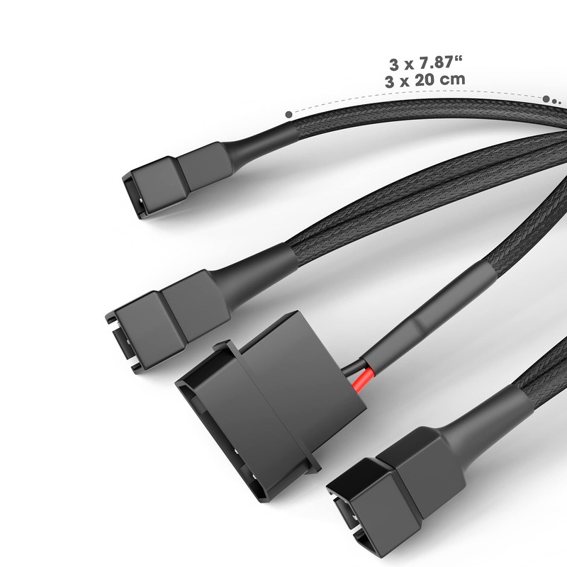 KabelDirekt 20-20-20cm 4-pin Molex (5.25“) 12V to 3 x 3-pin
