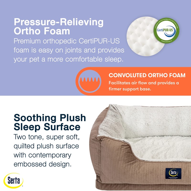 Serta Orthopedic Cuddler Dog Bed for Pets – Chocolate Brown