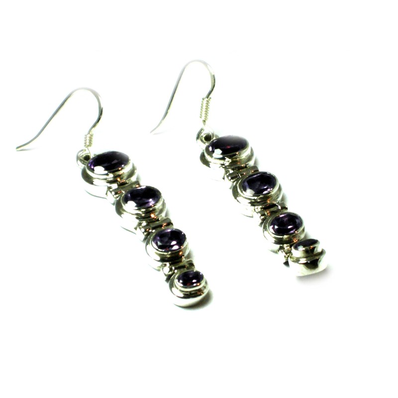 Amethyst 925 Sterling Silver Earrings, Sterling Silver, Amethyst