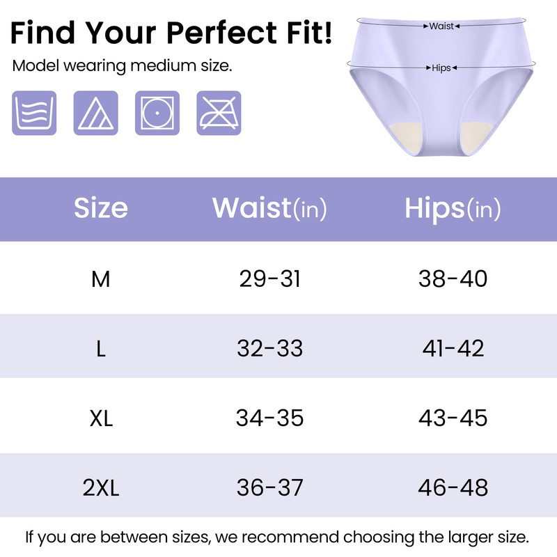 BATTEWA Mid-Waist Incontinence Underwear for Women Leak Proof Panties Protective