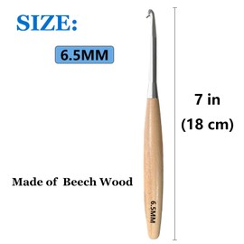 BsHooker Beech Wood Handle Crochet Hooks,6.5mm Ergonomic Crochet Hooks for Beginners and Arthritic Hands,Comfortable Grip